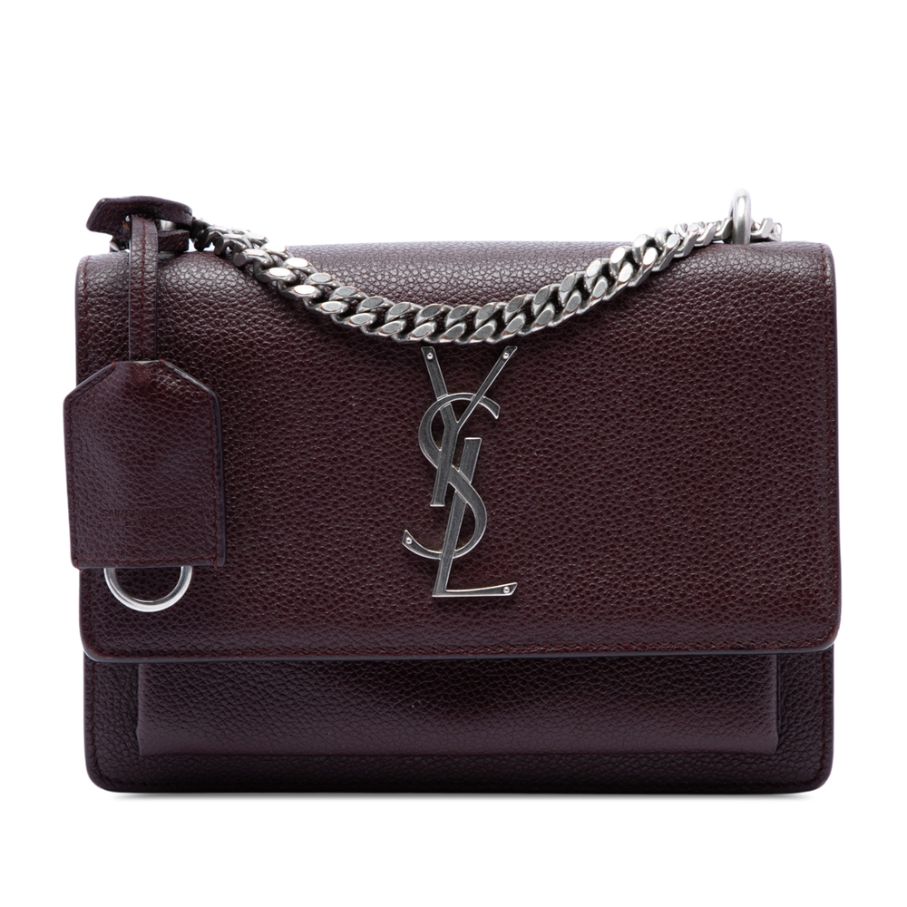 Pre-Loved Saint Laurent Small Grained Calfskin Monogram Sunset Crossbody